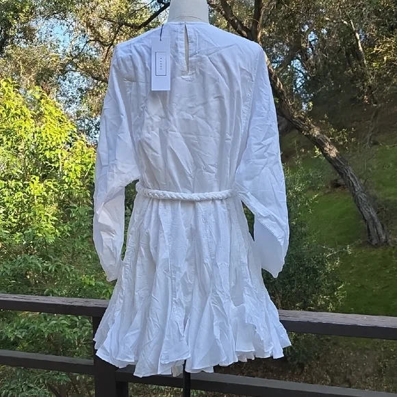 NEW $428 RHODE ELLA FLOWY MINI DRESS IN WHITE#4 SIZE S - Picture 4 of 11